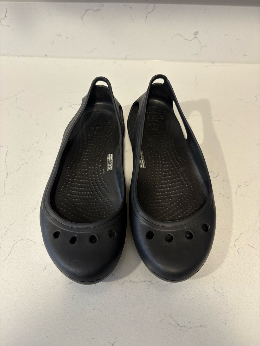 Crocs Black Slip-On Rubber Ballet Flats